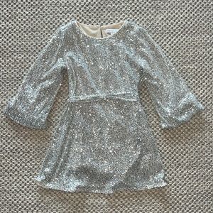 GB Girls Ivory Little Girls 4-6X Long Sleeve Belted Sequin Dress size 4